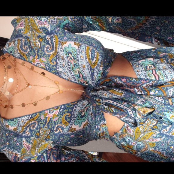 Pants - Boho Chic Festival Tie Front Cutout Flowy Romper